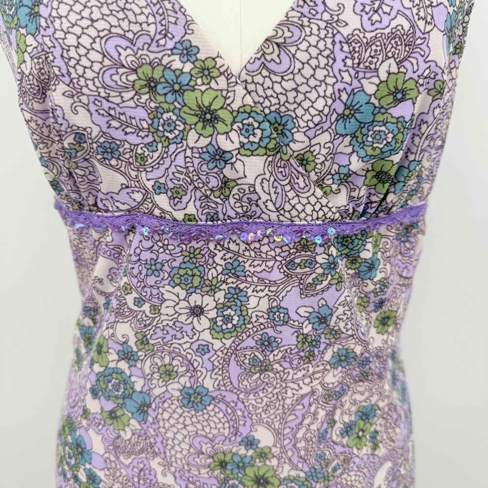 Xhilaration Floral Midi Dress Cottagecore Y2K Empire Waist Sleeveless M Fairy - Picture 5 of 6
